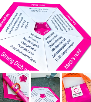 Dynamisches Handlungspentagon mit Antreibern: Handlich, leicht und flexibel auf Spezialplane produziert